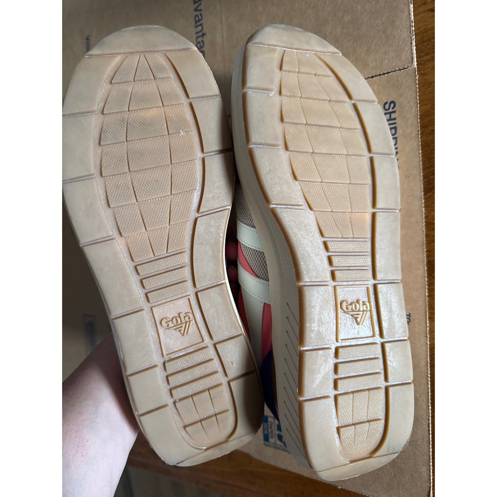 Gola Raven CLB516 Retro Sneakers Suede Wheat Coral Pink Royal Purple US 9 Box - Picture 15 of 15